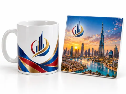 UV printing on ceramic mug and tile with logo